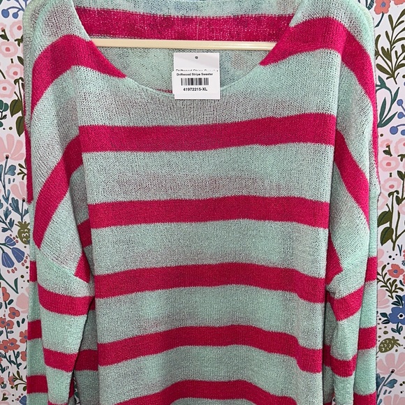 Vibrant Striped Sweater in Pink and Turquoise - Picture 4 of 7